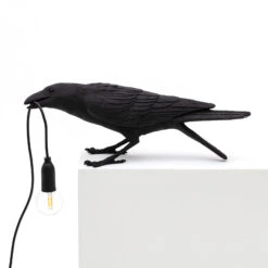 SELETTI Bird Lamp LED-Dekolampe, Spielend Schwarz