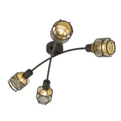 Lindby Eudoria Deckenlampe 4-flammig Schwarz/gold -Eleganter Beleuchtungsladen 10010498 2