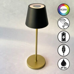 LED-Akku-Tischlampe Cosenza 2.0 34cm Schwarz/gold 7 LED-Akku-Tischlampe Cosenza 2.0 34cm Schwarz/gold -Eleganter Beleuchtungsladen 10017102 2