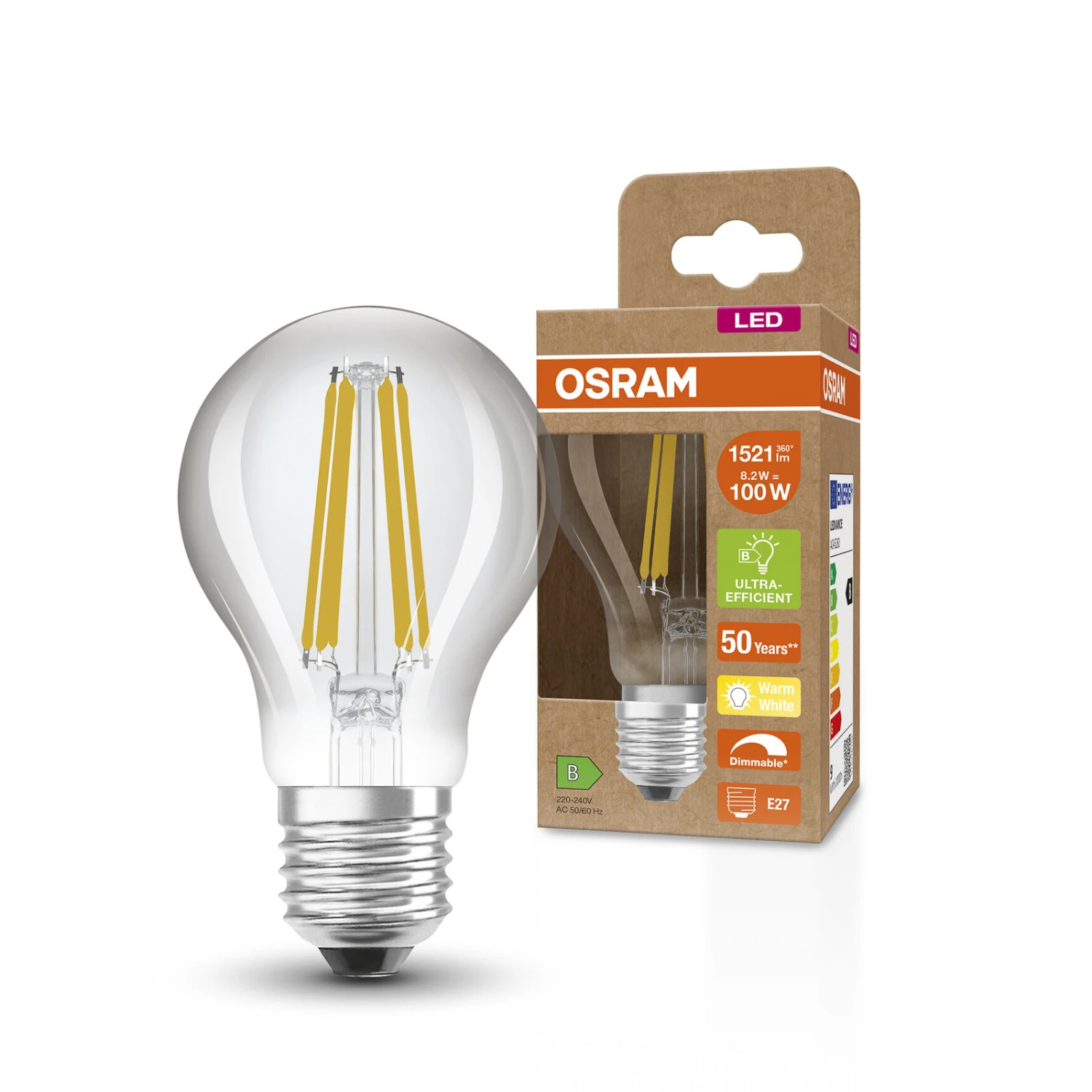 OSRAM Classic LED-Lampe E27 8,2W 827 Filament Dimm 4 OSRAM Classic LED-Lampe E27 8,2W 827 Filament Dimm – Bild 2
