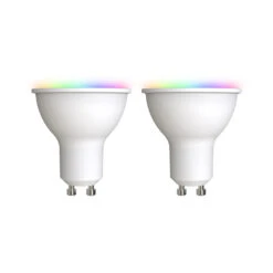 Prios LED-GU10 Plastik 4,7W RGBW WLAN Opal 2er-Set