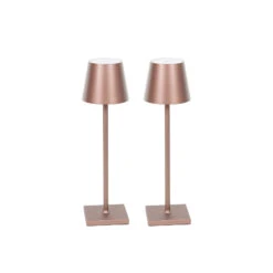 Lindby Janea LED-Akku-Tischlampe Kaffee 2er-Set