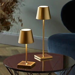 LED-Akku-Tischleuchte Nuindie, Rund, 38 Cm, Gold -Eleganter Beleuchtungsladen 10020699 5