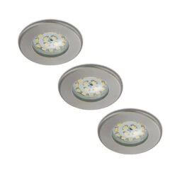 3er Set LED-Einbaustrahler Nikas IP44 Nickel