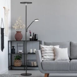 LED-Stehleuchte Fabi Mit Leselampe, Schwarz Matt -Eleganter Beleuchtungsladen 3570058 1