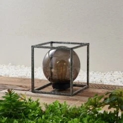 Lindby Purdie LED-Solarleuchte, Käfig, Kugel -Eleganter Beleuchtungsladen 4018297 1