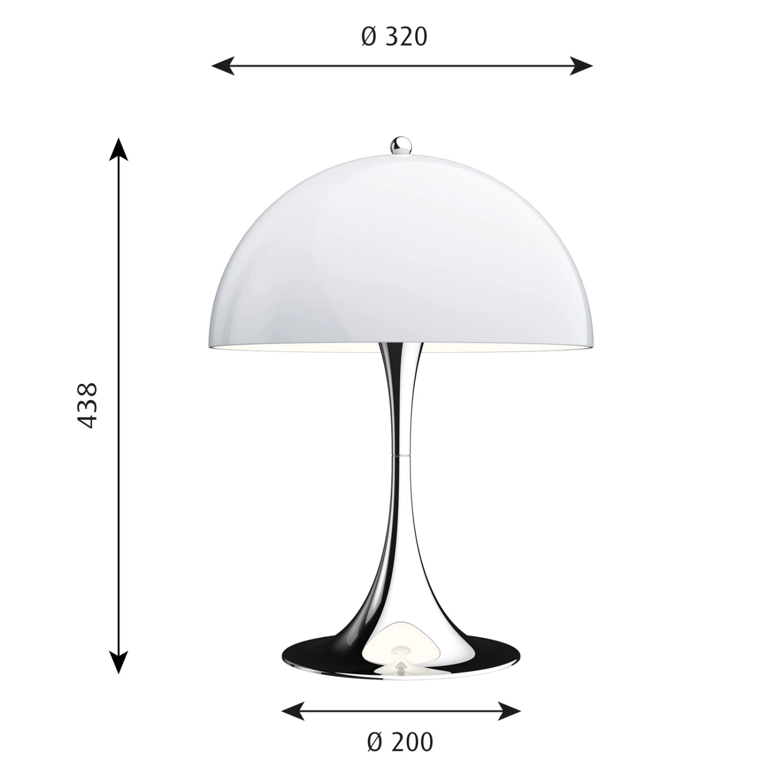 Louis Poulsen Panthella 320 Tischlampe Opal/chrom 7 Louis Poulsen Panthella 320 Tischlampe Opal/chrom – Bild 5