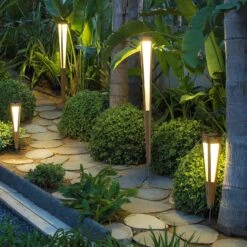 LED-Solarfackel Tecka Mit Sensor, 120 Cm, Teak -Eleganter Beleuchtungsladen 6112049 2