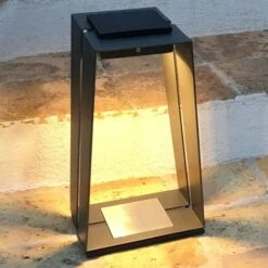 LED-Solarlaterne Skaal Aus Aluminium, 40 Cm, Grau -Eleganter Beleuchtungsladen 6112060 1