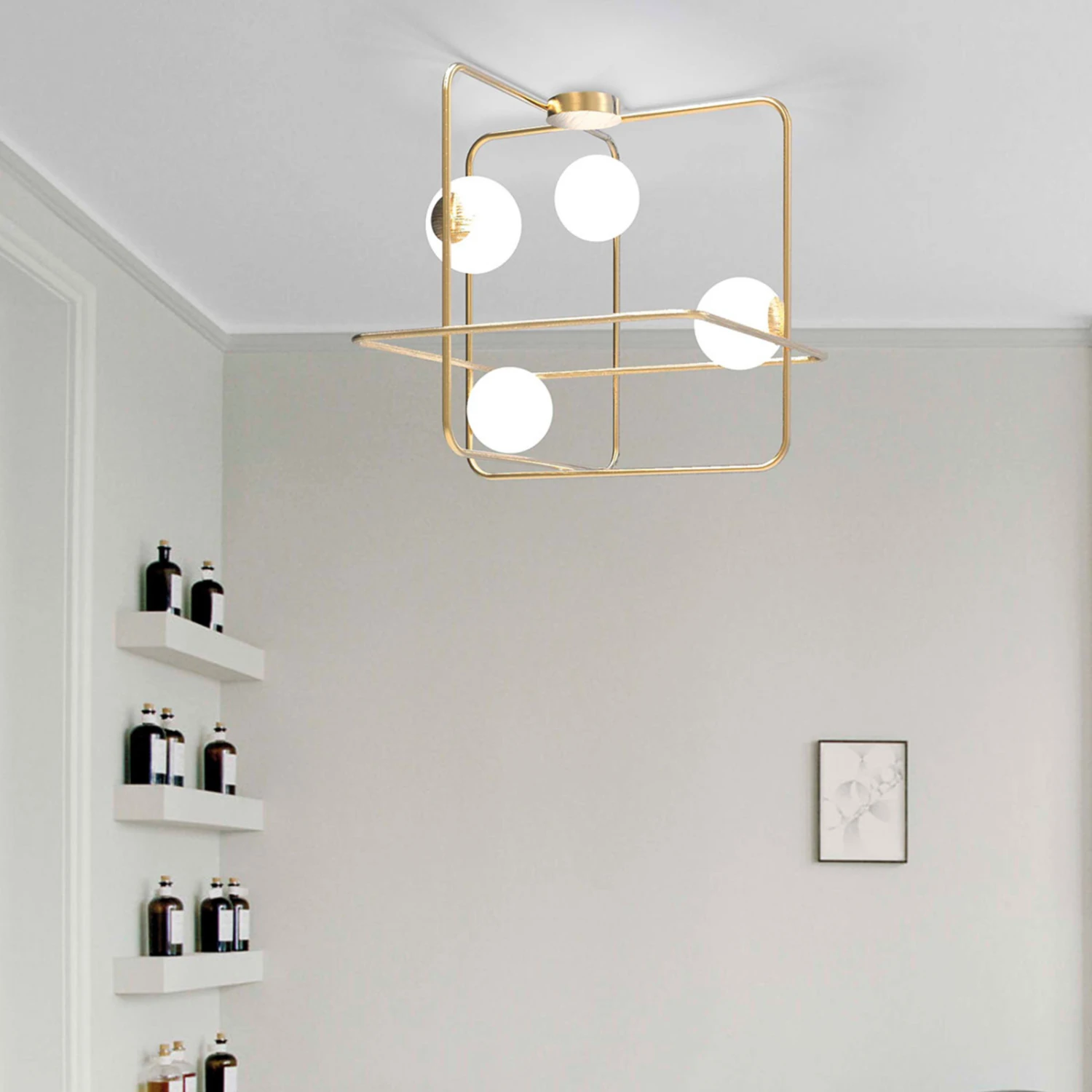 Deckenleuchte Intrigo Quadratisch Gold Satiniert 4 Deckenleuchte Intrigo Quadratisch Gold Satiniert – Bild 2