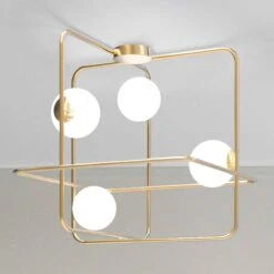 Deckenleuchte Intrigo Quadratisch Gold Satiniert