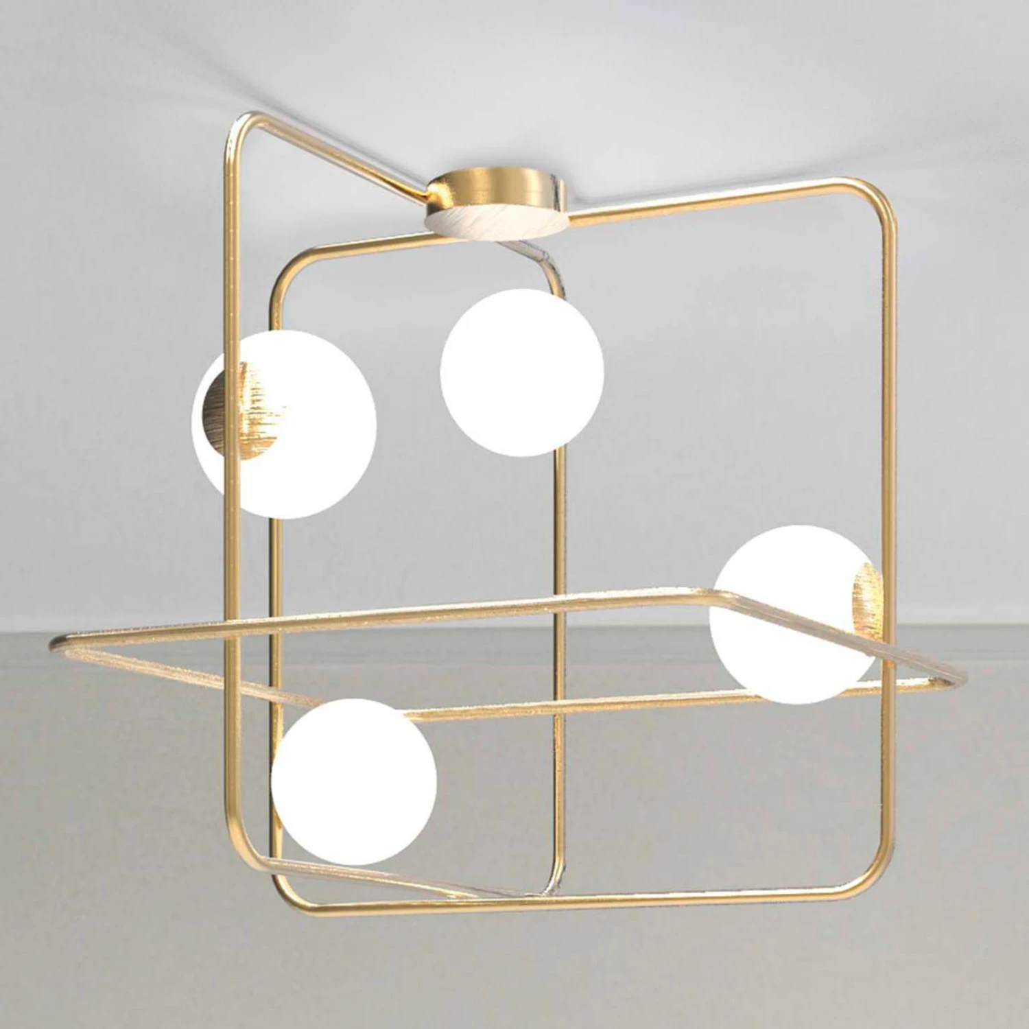 Deckenleuchte Intrigo Quadratisch Gold Satiniert 3 Deckenleuchte Intrigo Quadratisch Gold Satiniert