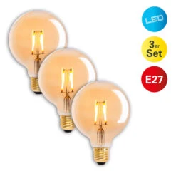 LED-Globelampe E27 4,1W 310lm Warmweiß Gold 3erSet -Eleganter Beleuchtungsladen 7001345 3