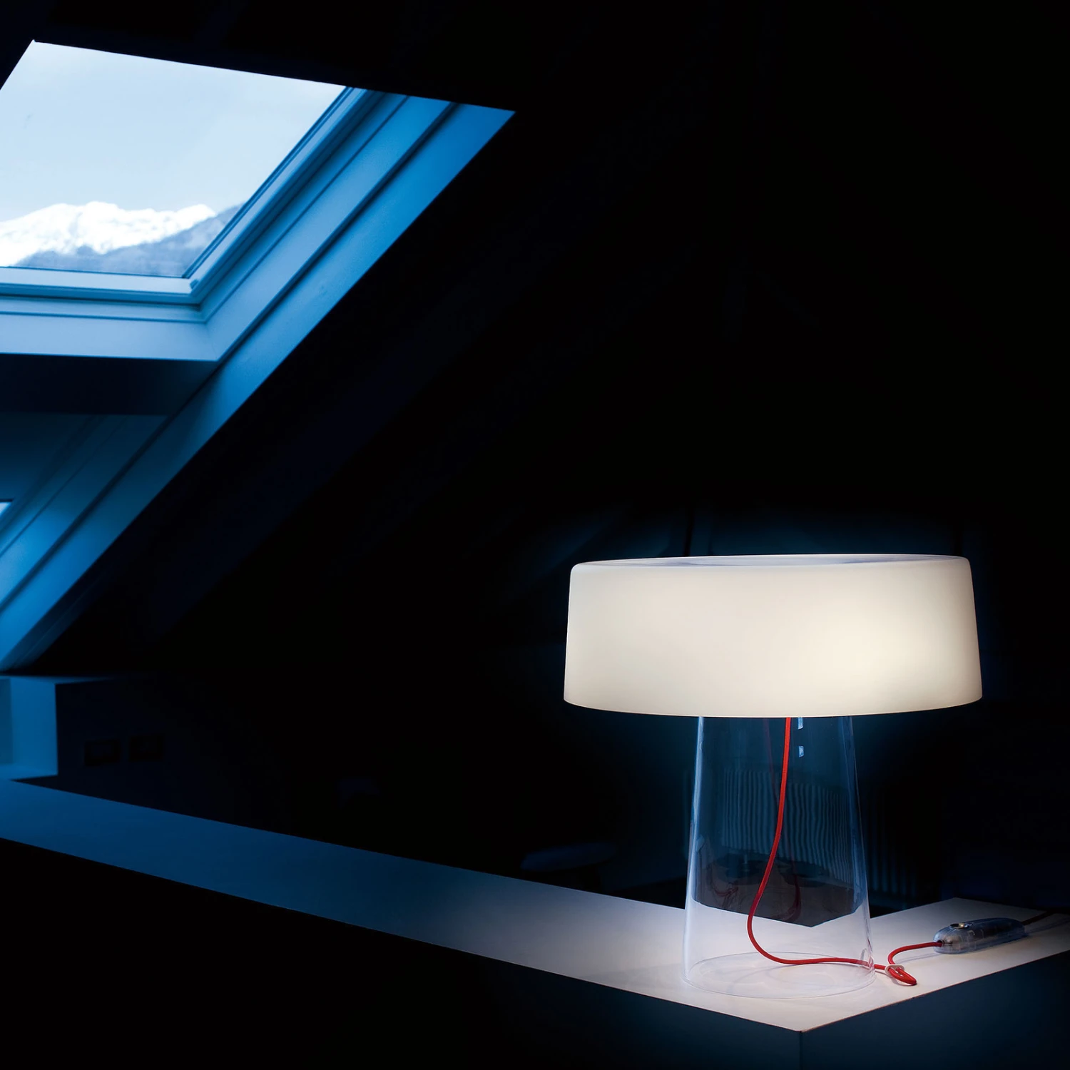 Prandina Glam Tischlampe 48cm Klar/Schirm Weiß 4 Prandina Glam Tischlampe 48cm Klar/Schirm Weiß – Bild 2