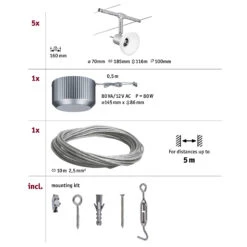 Paulmann Sheela Seilsystem 5fl. Chrom Matt -Eleganter Beleuchtungsladen 7602919 6