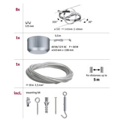 Paulmann Cardan Seilsystem 8fl. Chrom Matt/chrom -Eleganter Beleuchtungsladen 7602922 5