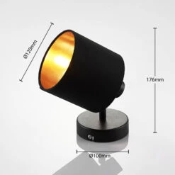 Stoff-Wandleuchte Vasilia In Schwarz-Gold, 1-fl. -Eleganter Beleuchtungsladen 8032155 4