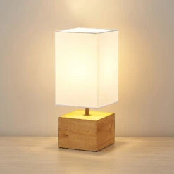 Lindby Arbin Tischleuchte Mit Holzfuß, Quadratisch -Eleganter Beleuchtungsladen 8032421 4