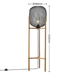 Lindby Djuna Käfig-Stehlampe Mit Holzgestell -Eleganter Beleuchtungsladen 8032495 3