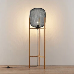 Lindby Djuna Käfig-Stehlampe Mit Holzgestell -Eleganter Beleuchtungsladen 8032495 4