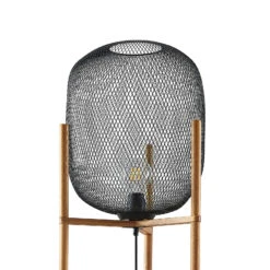 Lindby Djuna Käfig-Stehlampe Mit Holzgestell -Eleganter Beleuchtungsladen 8032495 5