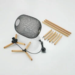 Lindby Djuna Käfig-Stehlampe Mit Holzgestell -Eleganter Beleuchtungsladen 8032495 7