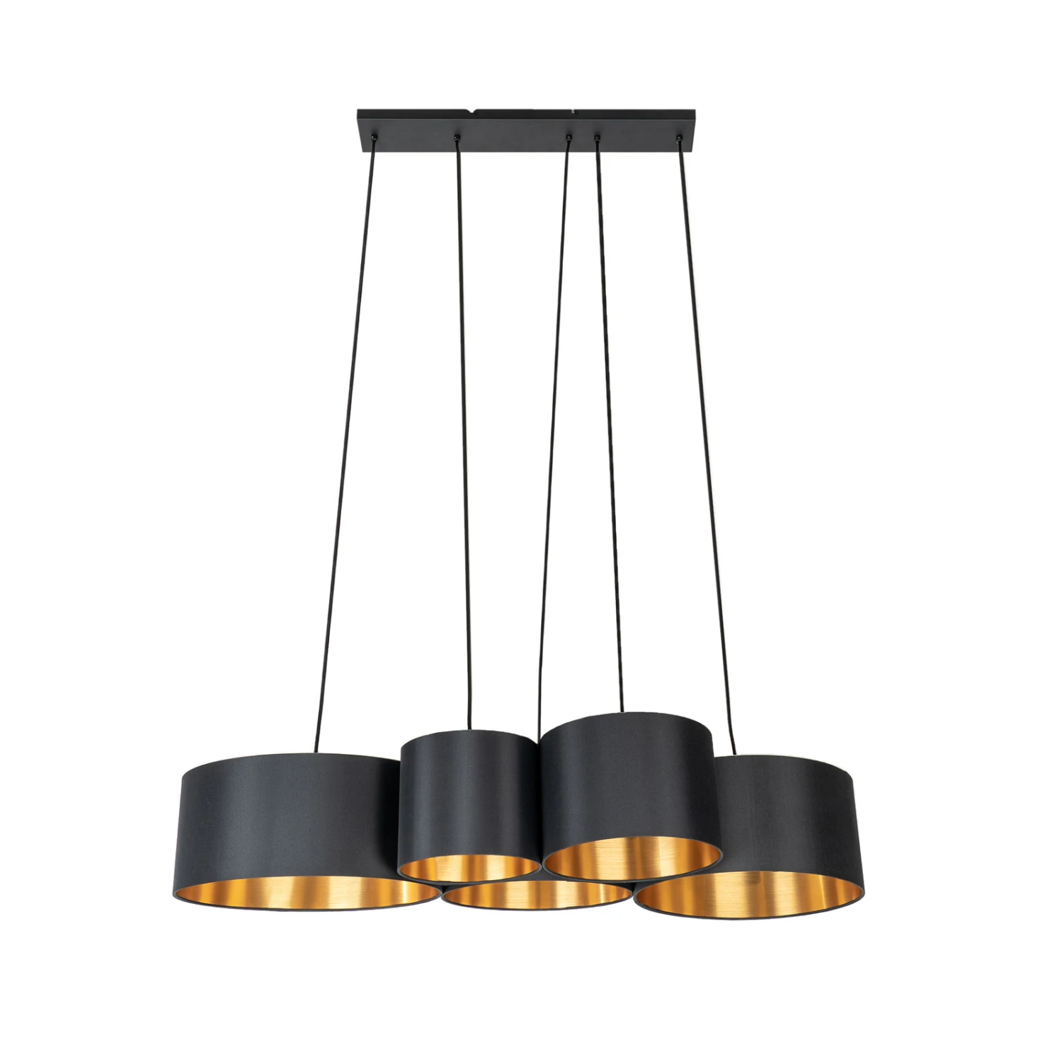 Lindby Vironi Hängelampe, 5-fl., Schwarz, Gold 5 Lindby Vironi Hängelampe, 5-fl., Schwarz, Gold – Bild 3