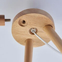 Holz-Tischleuchte Charlia Mit Weißem Stoffschirm -Eleganter Beleuchtungsladen 9621007 5