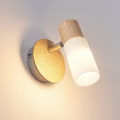 Holzspot Christoph Mit Weißem Schirm -Eleganter Beleuchtungsladen 9621823 6