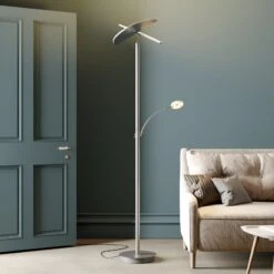 Lucande LED-Deckenfluter Anniki, Nickel