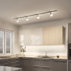 Lindby Linaro 1-Phasen-Schienensystem 4fl, Silber -Eleganter Beleuchtungsladen 9627091 1