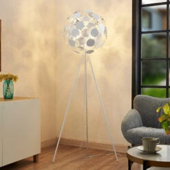 Lindby Dotani Stehlampe Mit Kugelschirm, Weiß