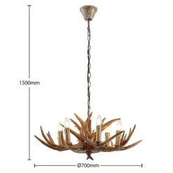 Lindby Tejask Hängelampe, Geweih, 6-fl., 70 Cm 13 Lindby Tejask Hängelampe, Geweih, 6-fl., 70 Cm -Eleganter Beleuchtungsladen 9627918 2
