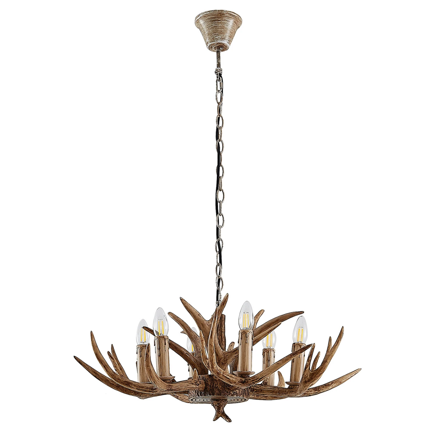 Lindby Tejask Hängelampe, Geweih, 6-fl., 70 Cm 9 Lindby Tejask Hängelampe, Geweih, 6-fl., 70 Cm – Bild 7