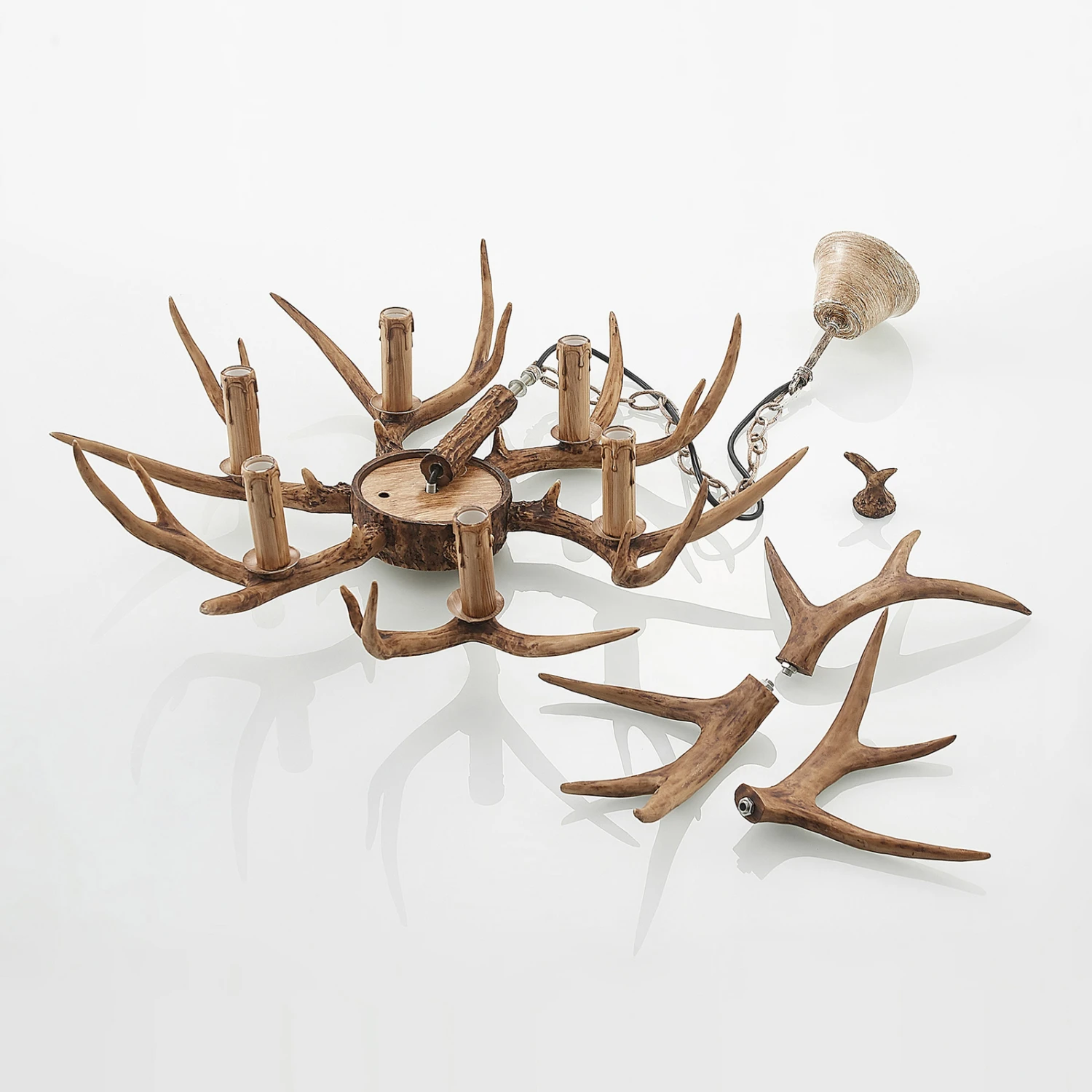 Lindby Tejask Hängelampe, Geweih, 6-fl., 70 Cm 10 Lindby Tejask Hängelampe, Geweih, 6-fl., 70 Cm – Bild 8