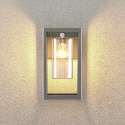 Lindby Estami Außenwandleuchte, Sensor, Silbergrau -Eleganter Beleuchtungsladen 9647108 3