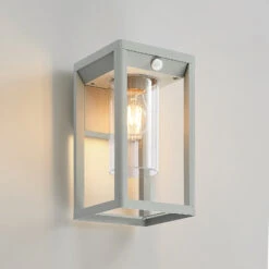 Lindby Estami Außenwandleuchte, Sensor, Silbergrau -Eleganter Beleuchtungsladen 9647108 4