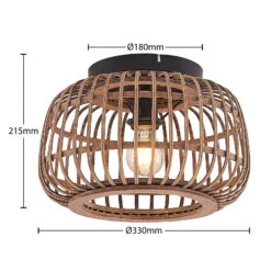 Lindby Bominio Deckenleuchte Aus Rattan, 33 Cm -Eleganter Beleuchtungsladen 9921118 4