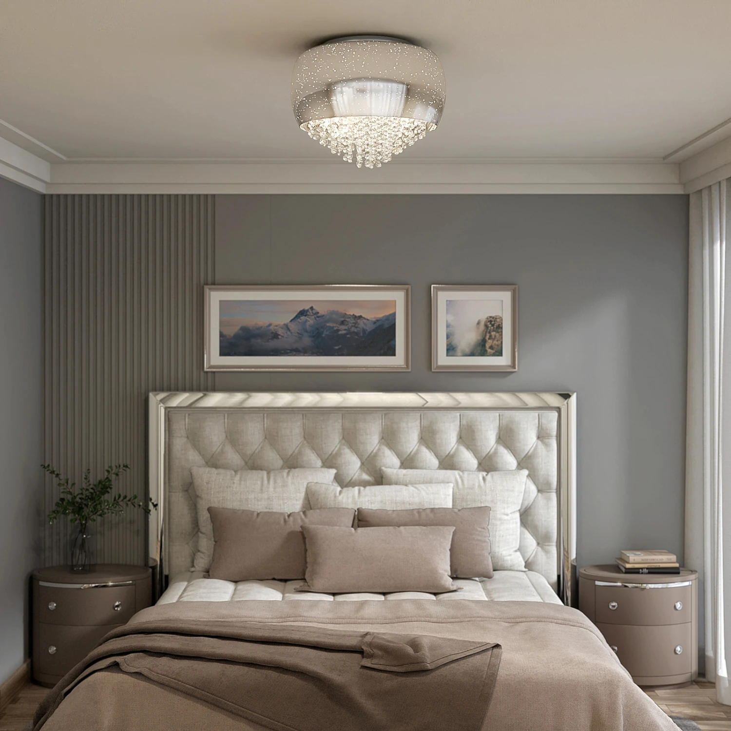 Lucande Elinara Kristall-Deckenlampe, 40 Cm Chrom 4 Lucande Elinara Kristall-Deckenlampe, 40 Cm Chrom – Bild 2