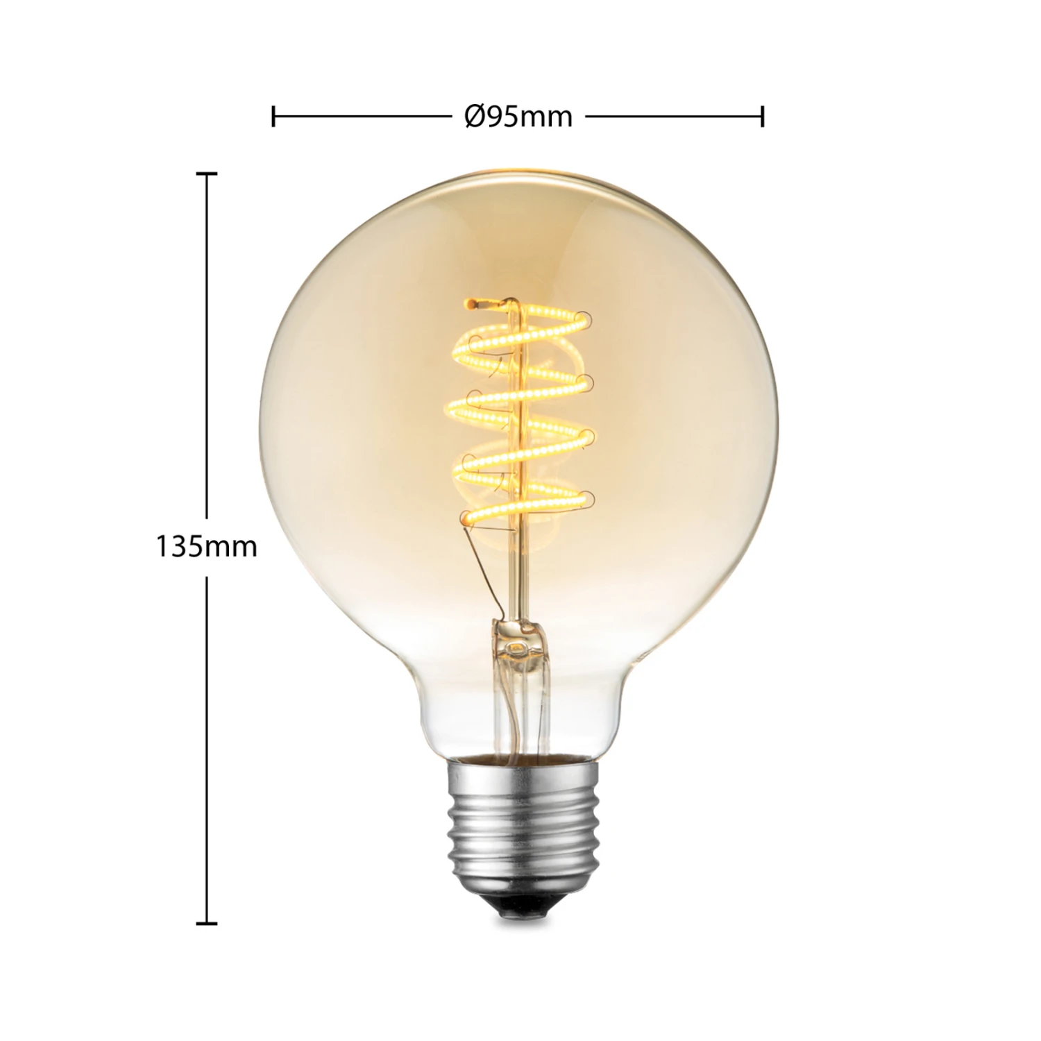 Lucande LED-Lampe E27 G95 4W 2.700 K Dimmbar Amber 4 Lucande LED-Lampe E27 G95 4W 2.700 K Dimmbar Amber – Bild 2