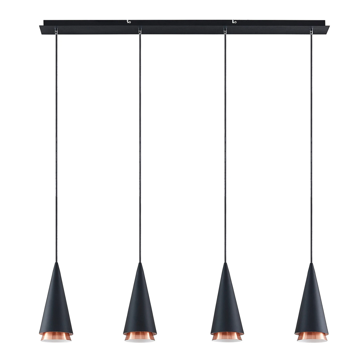 Lucande Naoh Hängeleuchte 4-fl., Schwarz/kupfer 6 Lucande Naoh Hängeleuchte 4-fl., Schwarz/kupfer – Bild 4
