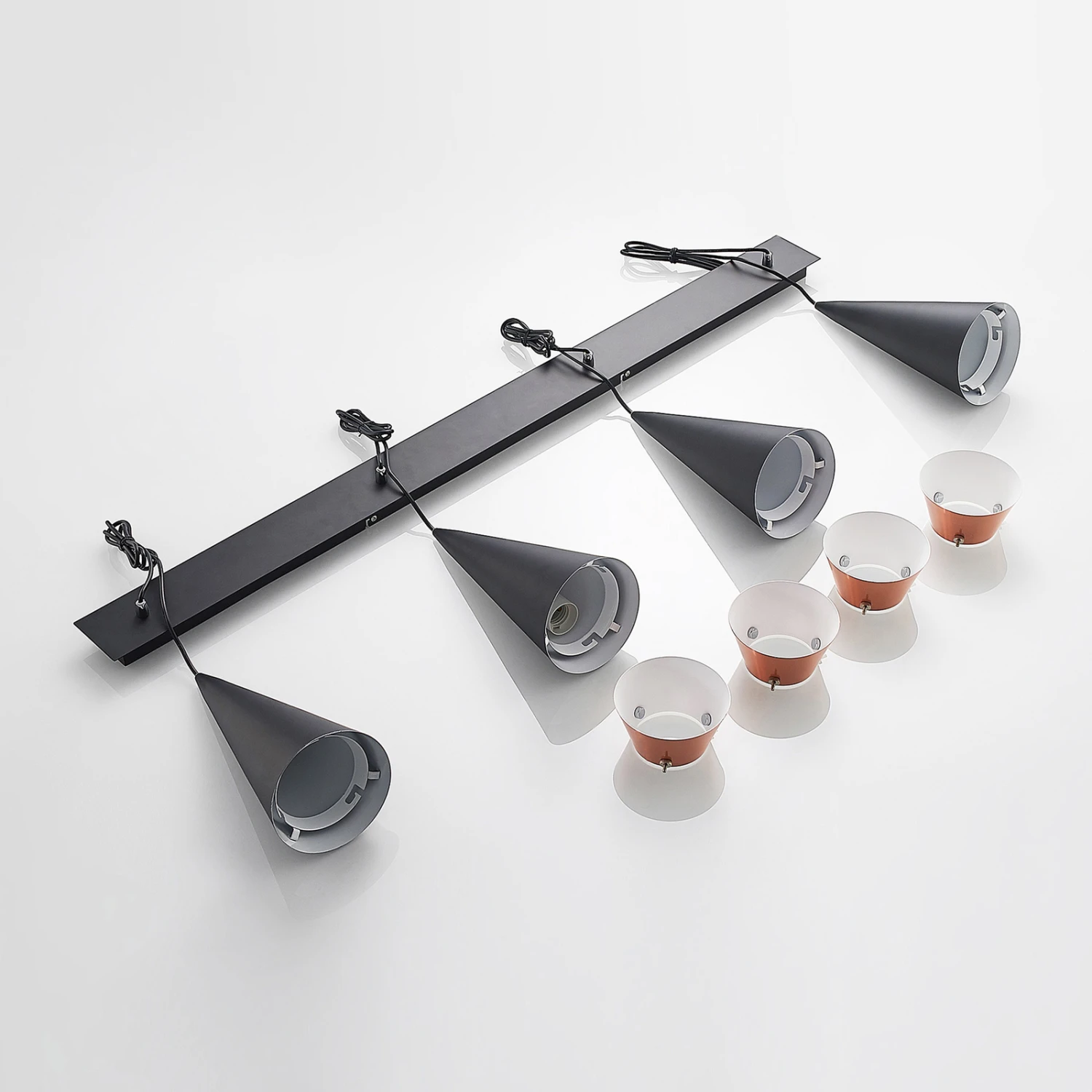 Lucande Naoh Hängeleuchte 4-fl., Schwarz/kupfer 10 Lucande Naoh Hängeleuchte 4-fl., Schwarz/kupfer – Bild 8